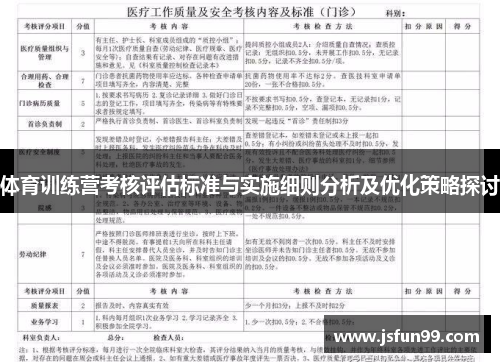 体育训练营考核评估标准与实施细则分析及优化策略探讨